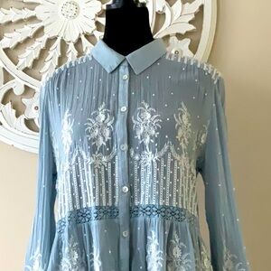 Sundance chambray embroidery top